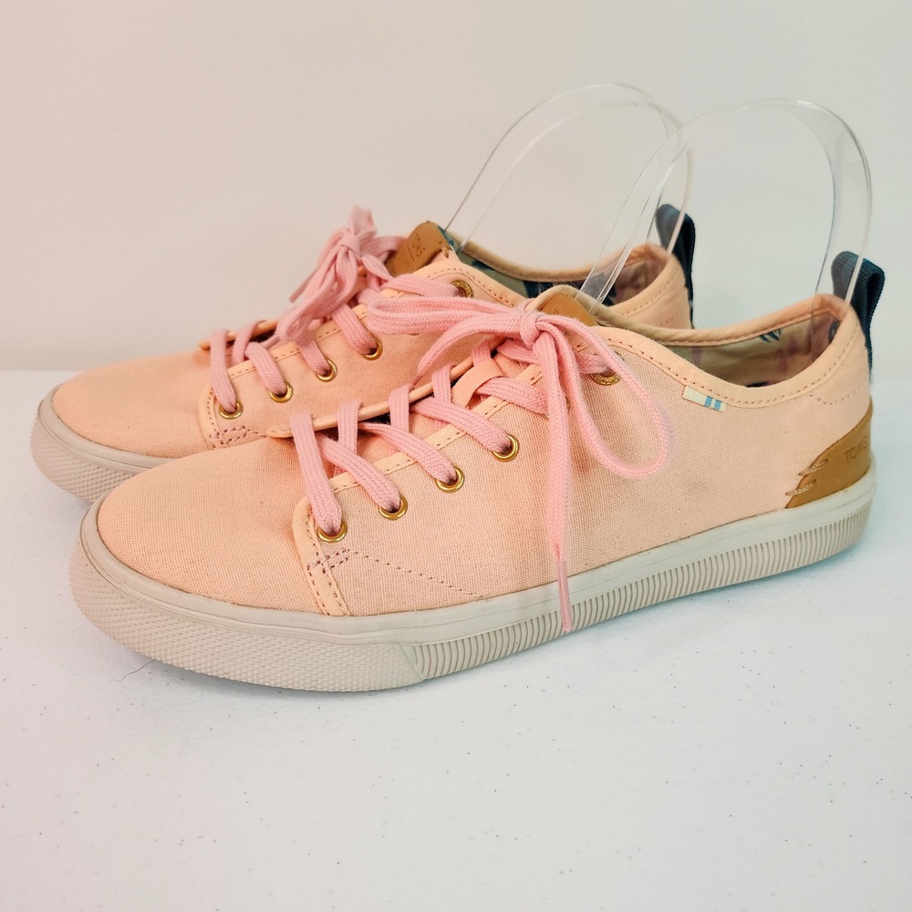 Florescent Pink Peachy Sneakers TOMS TRVL LITE Womens 7 Tropical Boho Preppy